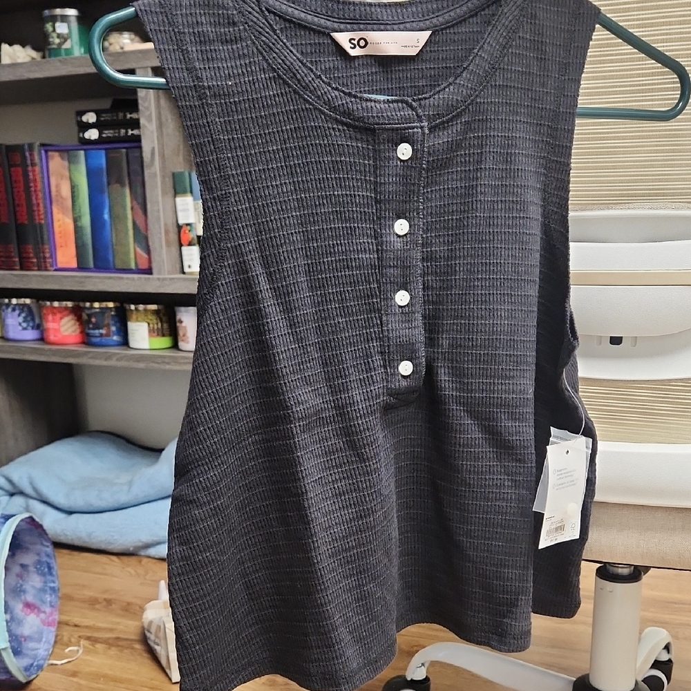 SO Women's Charcoal Ribbed Tank Top